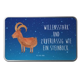 Mr. & Mrs. Panda Metal Tin Rectangular Zodiac Sign Capricorn - Gift, Capricorn, Goat, Tin Box, Storage Box, Horoscope,