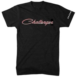 Detroit Shirt Company Dodge Challenger 2-Color Script Logo Premium Black T-Shirt 100% Cotton (XL)