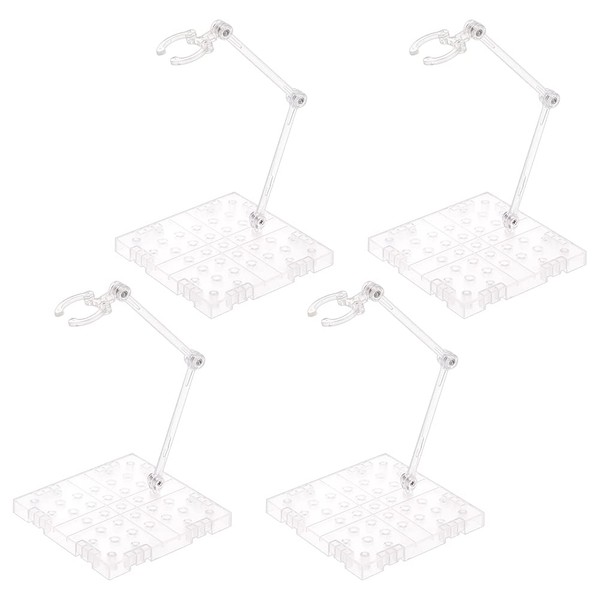 FINGERINSPIRE 4 Pcs Action Figure Stands Clear Doll Model Support Stand with 4x4x0.4 inch 25 Holes Base, Assembly Action Figure Display Holder Durable Stand Compatible with 1/144 HG RG SD SHF