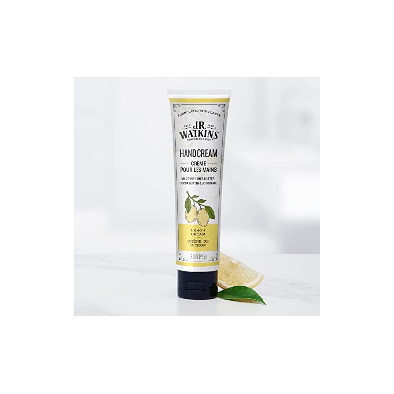 J.R. Watkins Natural Hand Cream, Lemon Cream, 3.3 Ounce