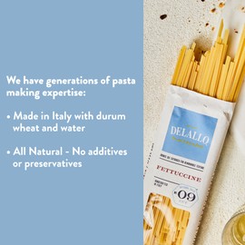 DeLallo Fettuccine Pasta, Made in Italy, Bronze Cut, Made with Only 100% Durum Wheat Semolina Flour, All Natural, Non-GMO, Kosher, Vegan, 1 Pound Bag, (4 Pack)