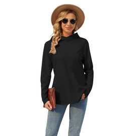 TAIPOVE Womens Casual Sweatshirts w Hood Tunic Tops Long Sleeve Pullover Shirts Athletic Yoga Workout Running Gym Basic Black