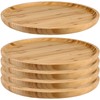 JOIKIT 5 Pack 12 Inch Bamboo Round Platter, Fine Polished