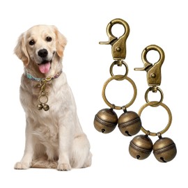 Cat & Dog Collar Bell, Pack of 2, Extra Loud Dog Bell for Pet Tracking & Saving Wildlife, Birds, Durable Iron Split Ring & Lobster Bell Clip (BRONZE 2 PC)