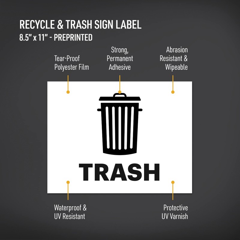 Avery Recycle and Trash Stickers, Green and Black Signs for