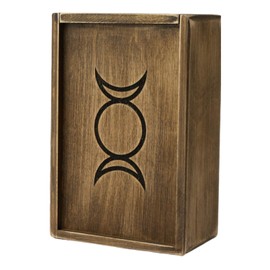 CRAFTERIAN Brown Wooden Tarot Card Box/Case/Holder - Brown - for Most Standard Size Tarot Cards (Fits Deck Size with Box Measuring 5,51 x 3.54 x 1,96)