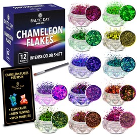 BALTIC DAY - Chameleon Flakes - Chameleon Flakes for Resin - Intense Color Shift Mica Pigment Powder for Resin Molds, Tumblers - Multi Chrome Flakes Pigment for Paint, Nail Art, Eyeshadow