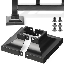 Epcee 1pcs Post 1.5" Aluminum Deck Post Base Cover, Post Skirt, Handrail, Stair, Porch, Deck Railing Base Brackets Covers (Black)