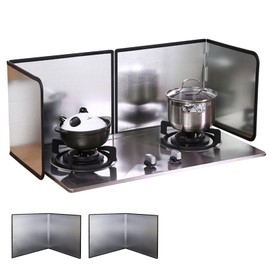 KorsiKato 2 Pieces 2 Sided Grease Splatter Guard Foldable Splatter Guard for Stove Stainless Steel Oil Splatter Screens Backsplash for Wall Gas Range Frying Pan Camping(Size:15.7×15.7inches)