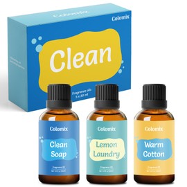 Colomix Clean Fragrance Oil Set, 30mlx3 Premium Essential Oils for Diffusers for Home - Clean Soap, Lemon Laundry, Warm Cotton Candle Scents for Making, Soap Making Supplies, Fresh Fragrance Oil Gift