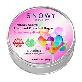 Snowy River Naturally Flavored Cocktail Sugar (1x3oz tin) - All-Natural Rimming Sugar for Stunning Drinks – Vibrant Colors – Perfect for Cocktails, Mocktails, Baking & Desserts (Strawberry-Kiwi)
