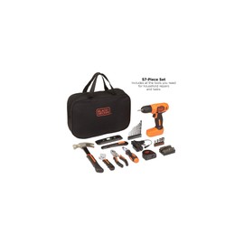 BLACK+DECKER 8V MAX 57-Piece Cordless Drill and Household Tool Kit for Home with Tool Storage Bag (BDCD8PK)