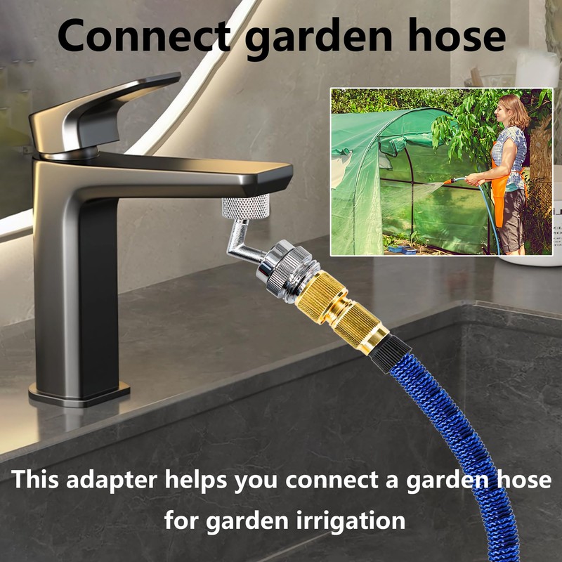 720 Degree Swivel Faucet to Garden Hose Adapter,3/4 Inch GHT