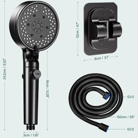 EIIEHX Shower Head, Booster Shower Head, Handheld High Pressure RV Water Saving Switch, Removable Handheld Shower Set with Stand