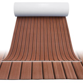Hjdeck Boat Flooring EVA Foam Boat Decking Sheet Faux Teak Marine Mat Non-Slip Self Adhesive Flooring Material Marine Carpet for Boats Yacht Kayak Cooler Tops Seating RV Golf Cart 94.5"x35.4"