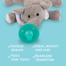 Peek a Boo Elephant Stuffed Animal Pacifier Holder,Latex-Free Soother with Stuffed Toy, Calming and Easy to Clean Baby Stuff, Newborn Pacifier- BabyLuv