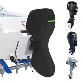 GJMZTQG Outboard Cover, Outboard Protective Cover, 100% Waterproof, 600D Oxford Boat Motor Cover, Tear-Resistant Tarpaulin for Outboard (60-100HP: 200 x 170 cm, Black)