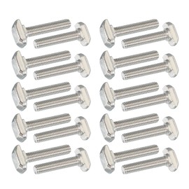PATIKIL M6 x 30 mm Thread T-Slot Bolts, 20 Pcs Drop-in Bolt Hammer Head T-Bolt Standard 8 mm Sliding Screw Stud for 30 Series Aluminum Extrusion Profile, Silver