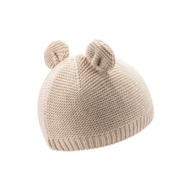 Sterntaler GOTS Knitted Hat Ears – First Hat Made of Cotton (Organic) – Cuddly Unisex Beanie Hat with 3D Ears – Baby and Children Transition Hat, sand, 41