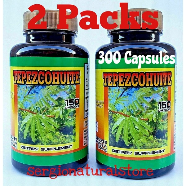 2 Packs Tepezcohuite (Bark) (Mimosa Tenuiflora) 300 Capsules 100% Natural