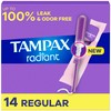 Tampax Radiant Plastic Tampons, Regular Absorbency, Unscented, 14 Count