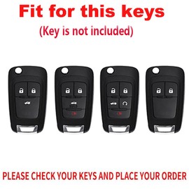 TECART Metal flip Key Fob Cover Fit for Chevy Camaro Equinox Impala Sonic Trax GMC Terrain Flip 3/4/5 Buttons Leather folding Remote Keyless Key Fob Case Protection Shell Accessories Red