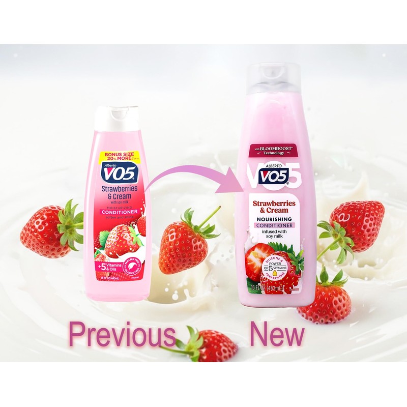 Moisture Milks Conditioner Cream, 12.5 oz, Strawberries by Vo5 (Pack