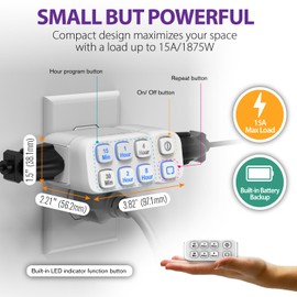 Fosmon Countdown Plug-in Timer Dual Outlet, Indoor Light Timer for Electrical Outlets, 15-30 Min, 1-2-4-8 Hour Settings, for Fan, Appliance, Lamp, Grounded, 3-Prong, 15A/1875W, ½ HP, ETL Listed