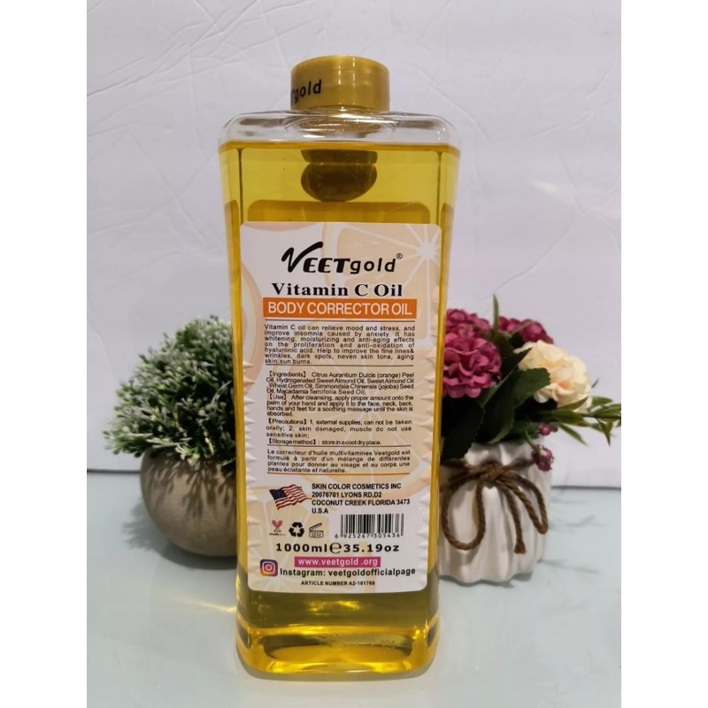 veet gold vitamin C Face body corrector oil 1000ml spf