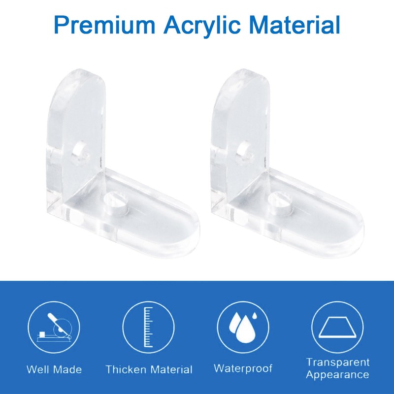 INCREWAY 20pcs Acrylic L Brackets, Transparent Clear Corner Bracket, 90