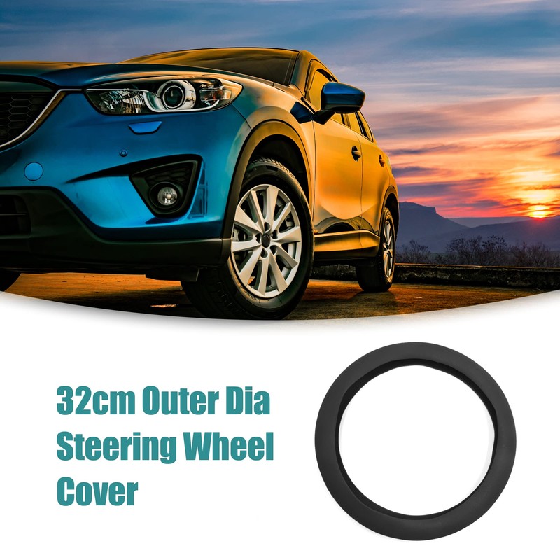 ACROPIX Car Steering Wheel Cover Rubber Anti-slip Comfortable Universal 32cm