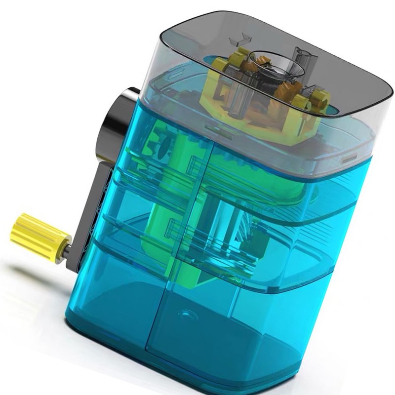 Manual Pencil Sharpener Automatic Pen Feeding Hand Cranking Clear Structure
