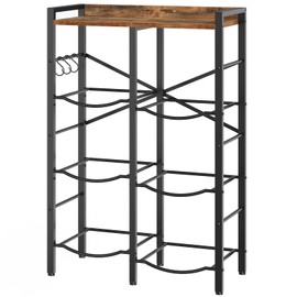 HOOBRO 5 Gallon Water Jug Holder 6 Bottles, Water Jug Rack, 3 Tier Water Bottle Holder with X-Shape Reinforcement, for Kitchen, Living Room, Office, Rustic Brown and Black BF03ST01