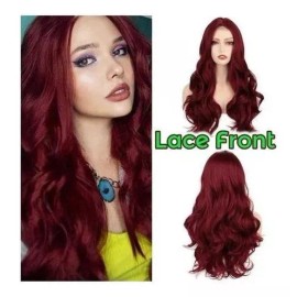 generic A Peluca Mujer Larga Rizada Roja Con Encaje Frontal