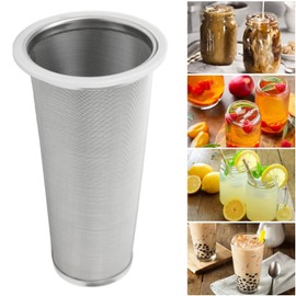 Cone Coffee Infuser, 304 Stainless Steel Cold Brew Coffee Filter Cone Mesh with White Rubber Circle Coffee Brew Infuser for Making Fruit Drink Iced Coffee Tea (8 * 15cm)