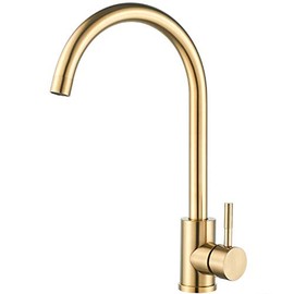 Kohonby Single Handle High Arc Brushed Gold Kitchen Faucet Stainless Steel Commercial Single Hole Kitchen Sink Faucet,Modern One Hole Bar Sink Faucet(Brushed Gold)