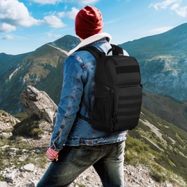 VINBAGGE Tactical Backpack 30L Men's Hiking Backpack Trekking Backpack Fishing Backpack Molle Shoulder Bag for Survival Outdoor Camping Travel German Army Backpack Black