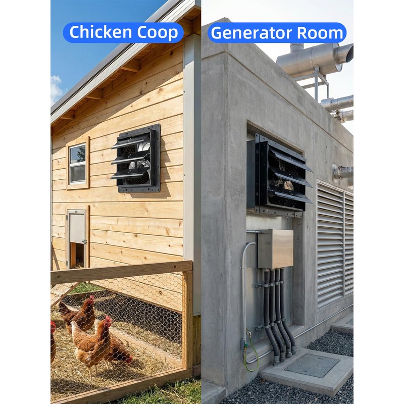 8 Inch Shutter Exhaust Fan for Chicken Coop 760 CFM,