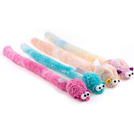 Chiwava 4 Paquetes de 15 Pulgadas de Largo Suave Felpa Gatos Juguetes Ratones con Sonido de Campana, pequeño Mouse de Actividad Interactivo