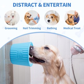 Animire Dog Lick Bowl, Anxiety Relief Dog Licking Mat Freezer Treat Dispenser, Non-Slip Anti-Choking Silicone Slow Feeder Lick Bowl for Small Medium & Large Breed Dogs, BPA Free(Light Blue,M-L)