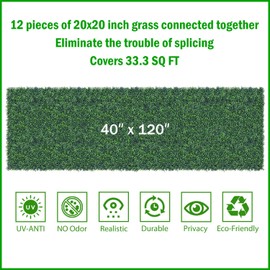 BCBLF 40x120Inch Artificial Ivy Privacy Fence Screen, UV-Anti Boxwood Greenery Hedge, Fake Grass Wall Roll Backdrop, 33 SQ FT