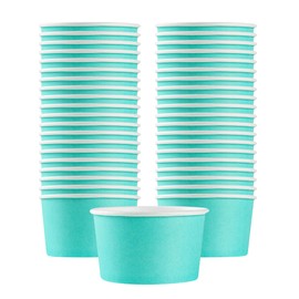 Restaurantware Coppetta 12 Ounce Dessert Cups, 50 Disposable Ice Cream Cups - Lids Sold Separately, Sturdy, Turquoise Paper FroYo Bowls, Durable, For Hot And Cold Foods, Perfect For Gelato