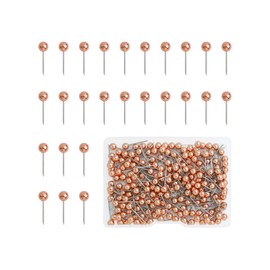 200 Pieces Map Push Pins, Small Round Head Marking Pins, Round Head Push Pin with Point Retro Metallic Color Beads Head Marking Pin (Rose Gold)