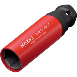 HAZET 903SLG6-21 21mm 1/2" Square Socket 24mm Outside Hexagon Traction Profile Yellow Rotating Plastic Sleeve for Heavy Duty Wheel Bolts