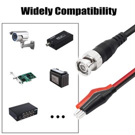 YACSEJAO BNC Double Alligator Clip Test Cable,1M/3.3FT BNC Q9 to Double Alligator Clip Test Cable Probe Leads Oscilloscope Test for Video Surveillance,Oscilloscopes Signal Generators