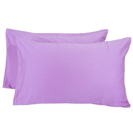 mookaitedecor 100% Cotton Light Purple Pillow Cases 2 Pack, 400 Thread Count Queen Size Large Pillow Cases Envelope Solid Colour Pillowcases Cushion Covers for Bedroom Sofa 20 x 30 Inches Pillow Case