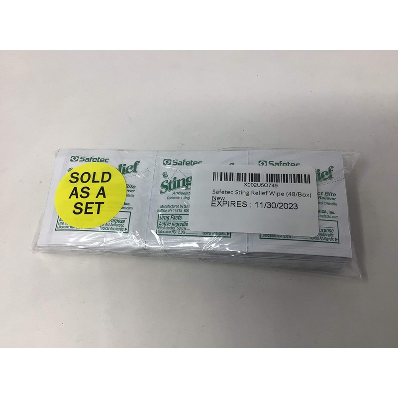 Safetec Sting Relief Wipe (48/Box)