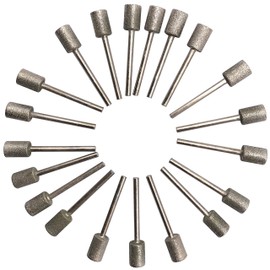 20Pcs Diamond Grinding Bits, 8mm Cylinder Head, 3mm Shank, 45mm Long Diamond Coated Burr Mounted Point