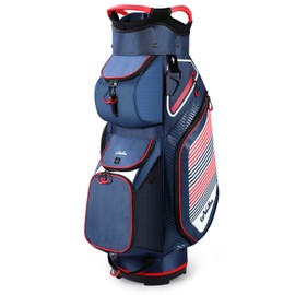 Golf Cart Bag with 14 Way Organizer Divider Top, Lightweight Golf Bags for Man Woman with Cooler Pouch, Backpack Strap (Blue/Red)