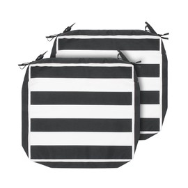 Magpie Fabrics Indoor Outdoor Cushion Cover Replacement 2 Pack, NO Insert! Water Repellent Slipcover with Ties Christmas Decor for Patio Garden Chair Seat Sofa Bench Wicker(Black White, 22x20x4 Inch)